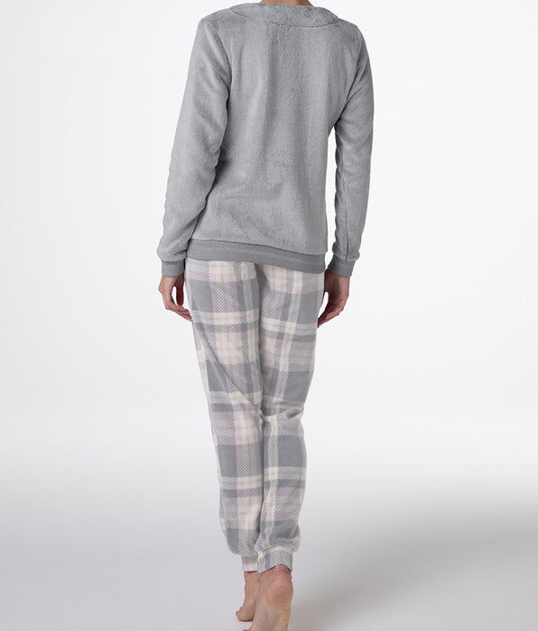 Lovable Fleece and Faux Fur Homewear, heather gray