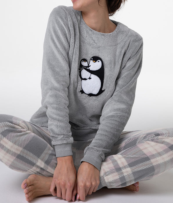 Lovable Fleece and Faux Fur Homewear, heather gray