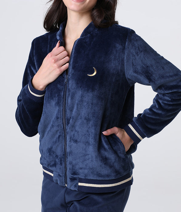 Lovable Open Homewear in Faux Fur and Fleece, Midnight Blue