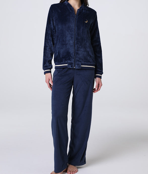Lovable Open Homewear in Faux Fur and Fleece, Midnight Blue