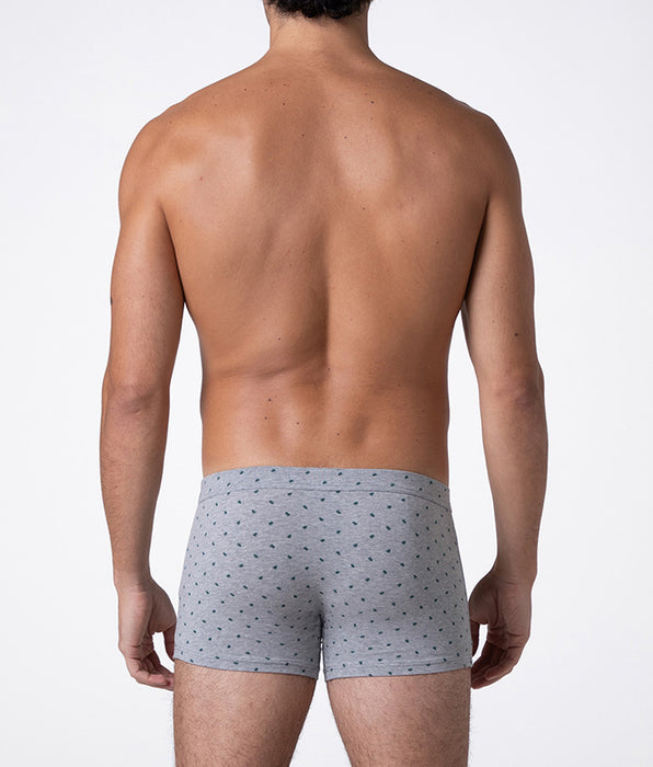 Lovable Classic Cotton Modal Boxer Shorts, gray with tree print