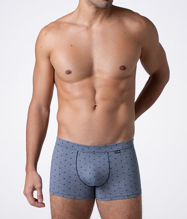 Lovable Classic Cotton Modal Boxer Shorts, blue with tree print