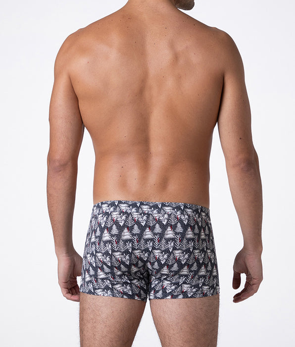 Lovable Funny Xmas boxer shorts in stretch cotton, tree print