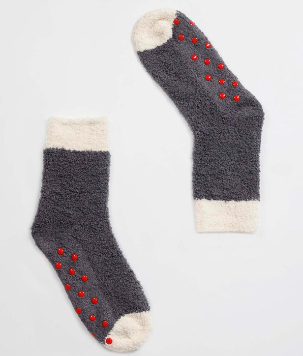 Lovable Warm and Cuddle Slipper Socks, midnight blue and ivory