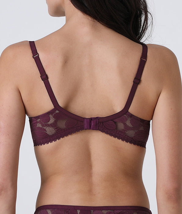 Lovable Art Flower Lace Underwired Bra in burgundy lace