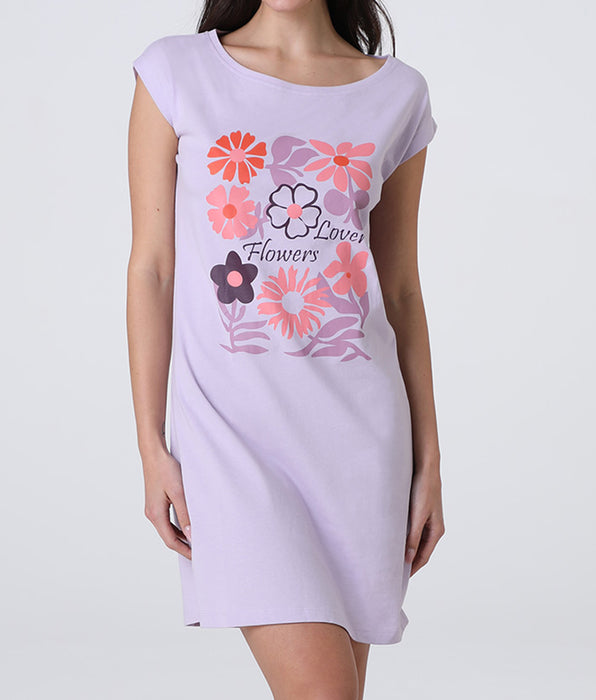 Lovable Short Sleeve Jersey Nightgown, Lilac