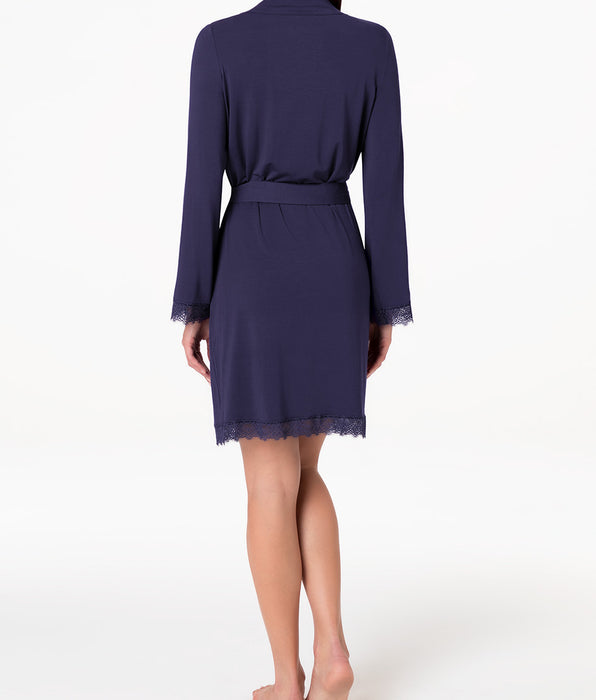 Lovable Elegant Modal long-sleeved dressing gown, midnight blue