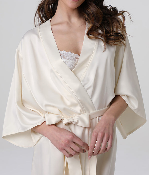 Lovable Satin robe, milk white