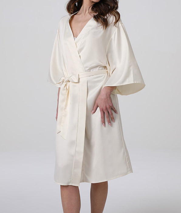 Lovable Satin robe, milk white