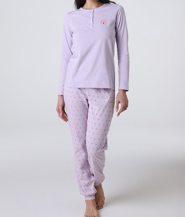 Lovable Serafino Long Jersey Pajamas, Lilac