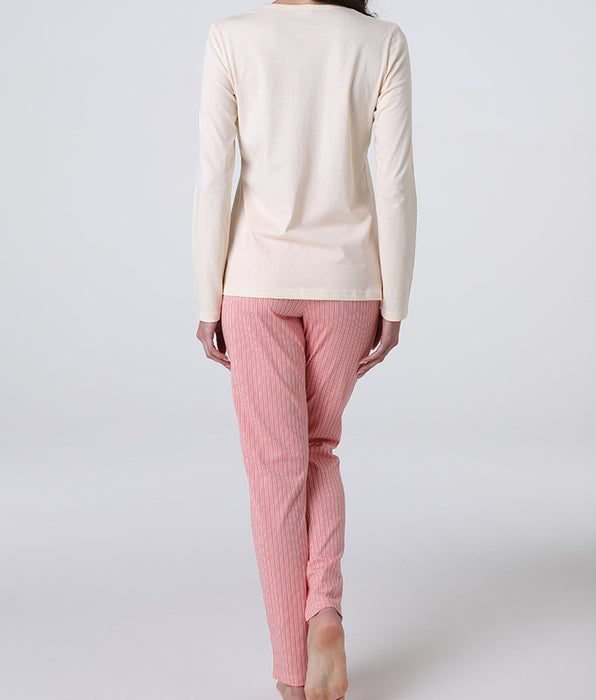 Lovable Long Jersey Pajamas, Ivory Print