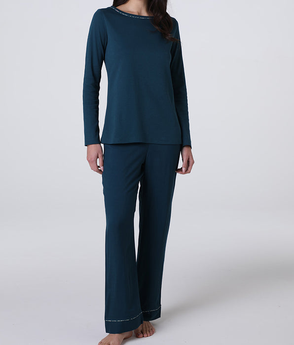 Lovable Long Interlock and Viscose Canvas Pajamas, Teal