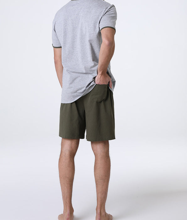 Lovable Short Jersey Pajamas with Crew Neck, heather gray