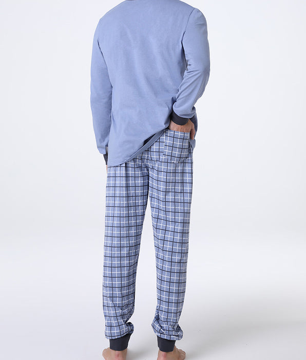 Lovable Serafino Long Sleeve Jersey Pajamas, Air Force Blue