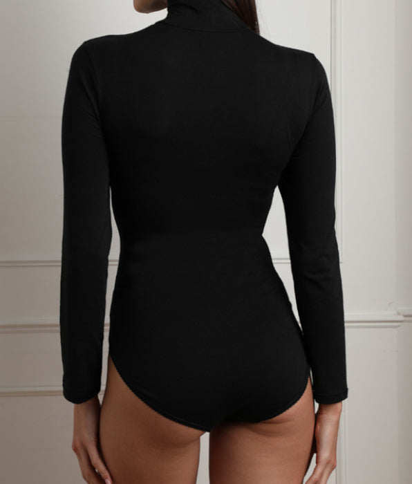 Lovable Warm Sensation Long Sleeve High Neck Bodysuit, black