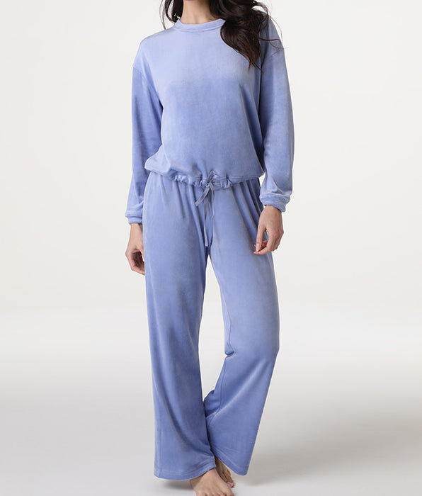 Lovable Chenille crew neck pajamas, hydrangea