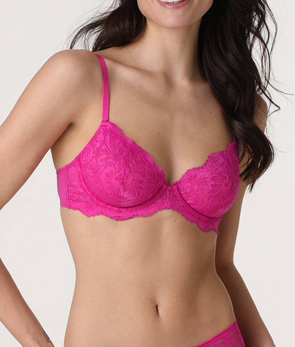 Lovable Petal Lace Underwired Balconette Bra in Fuchsia