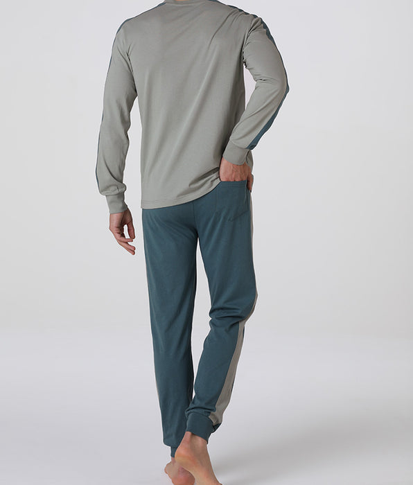 Lovable Long Jersey Crew Neck Pajamas, Vintage Green