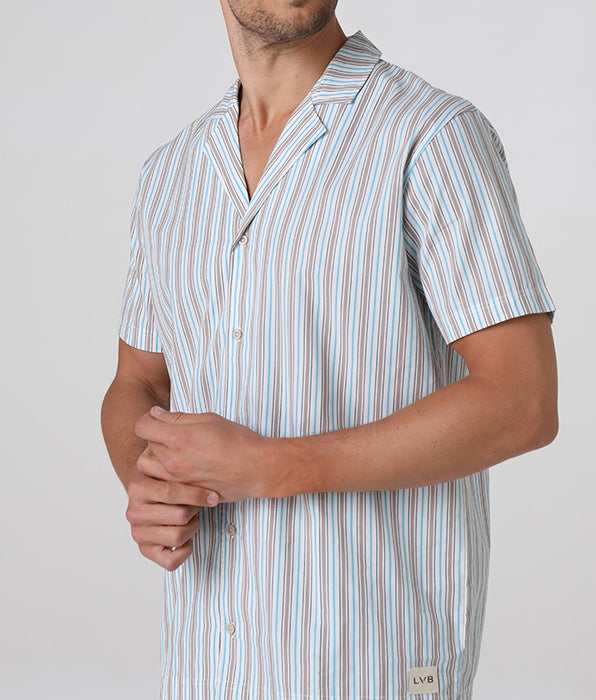 Lovable Open Canvas Pajama Shorts, Ivory Stripes