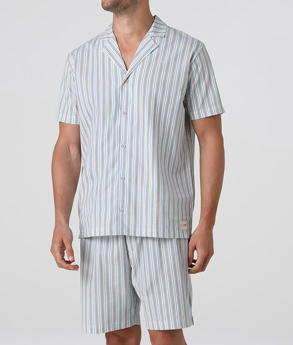 Lovable Open Canvas Pajama Shorts, Ivory Stripes