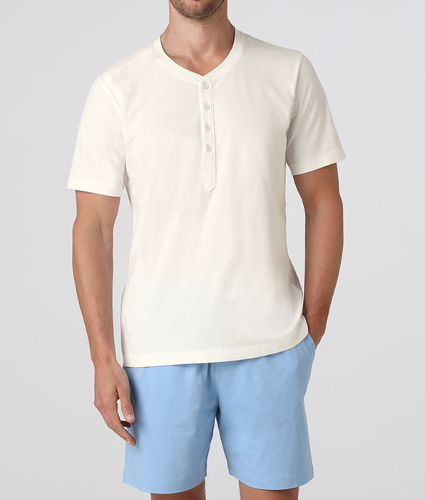 Lovable Serafino Jersey Short Pajamas, Ivory