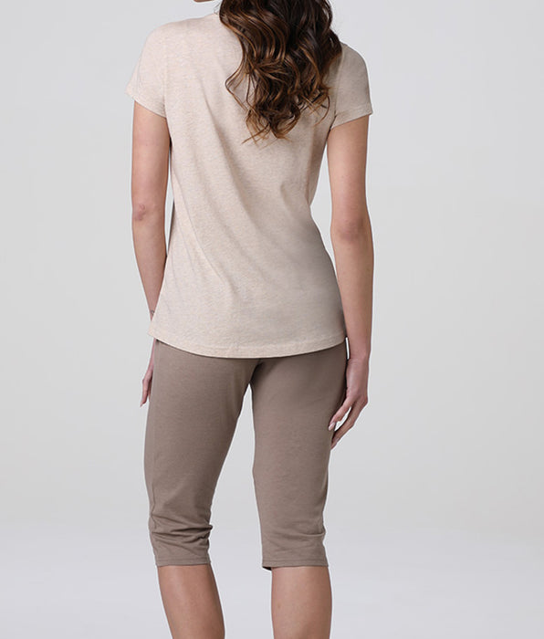 Lovable Capri Jersey Crew Neck Pajamas, Cappuccino