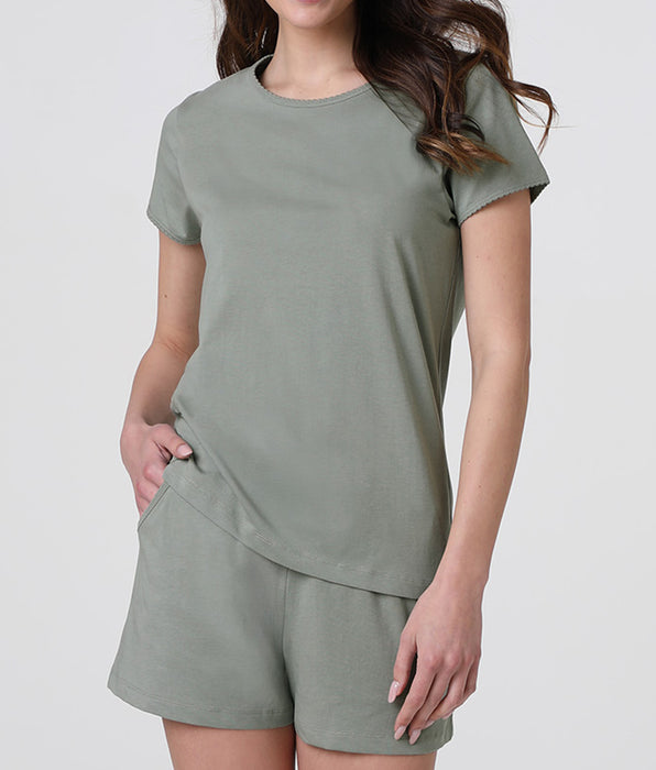 Lovable Short-sleeved jersey pajama top, vintage green