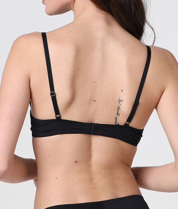 Lovable Underwired Push-Up Bra Floral Embroidery in Tulle, black