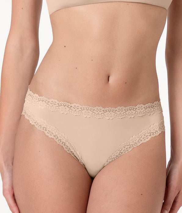 Lovable Lacy Micro Brazilian Brief in Microfiber with Lace, nude
