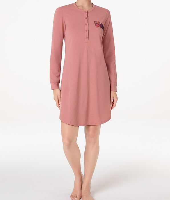 Lovable Long-sleeved nightdress with seraphic collar in jersey, powder pink