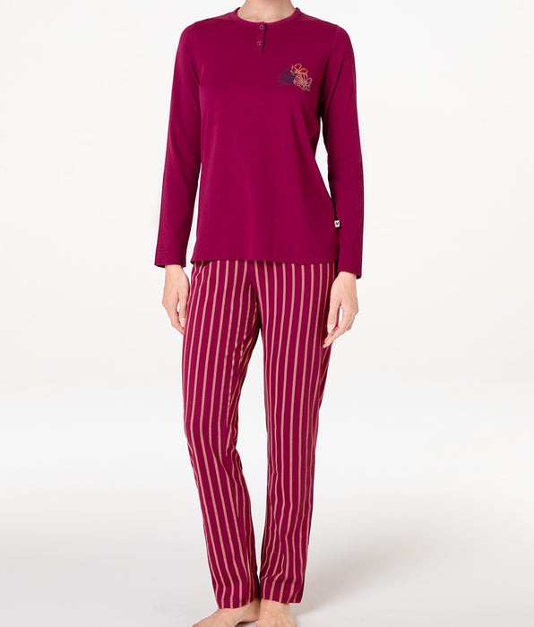 Lovable Long jersey pajamas, deep raspberry