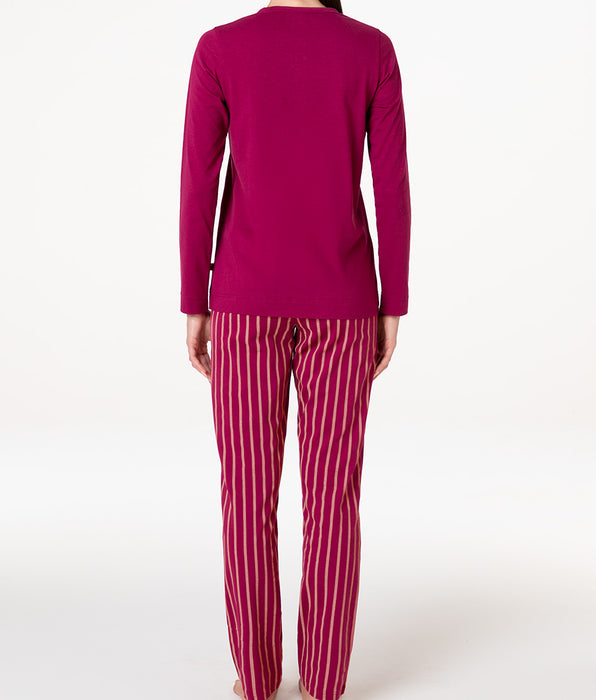 Lovable Long jersey pajamas, deep raspberry