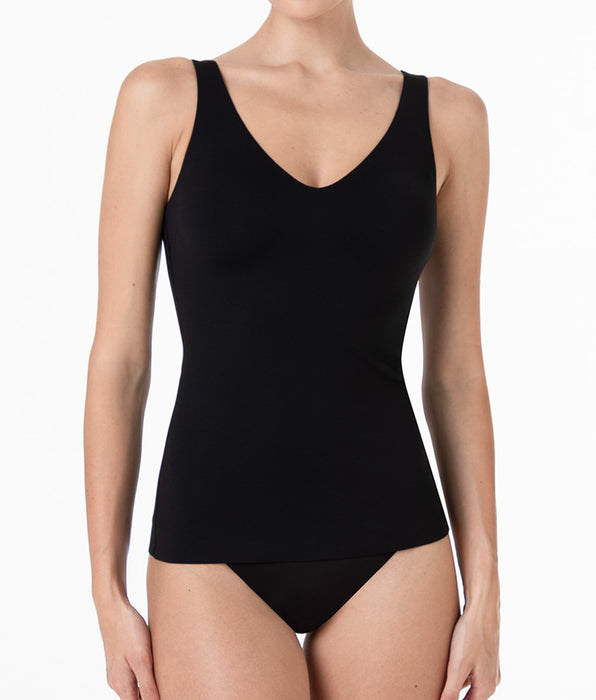 Lovable V-Neck Tank Top with Integrated Bra Invisible Fusion in Microfiber, black