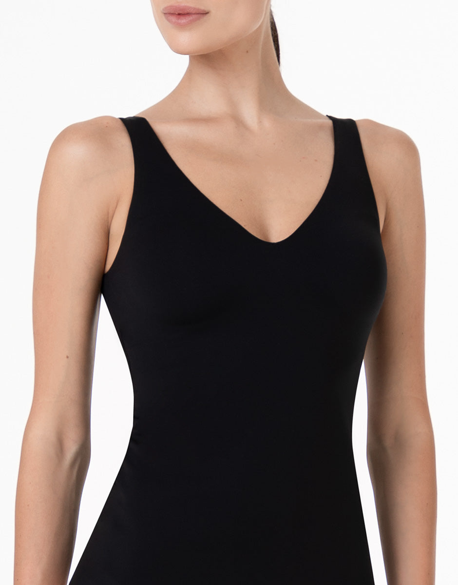 V-Neck Tank Top with Integrated Bra Invisible Fusion in Microfiber, black V-Neck Tank Top with Integrated Bra Invisible Fusion in Microfiber, black