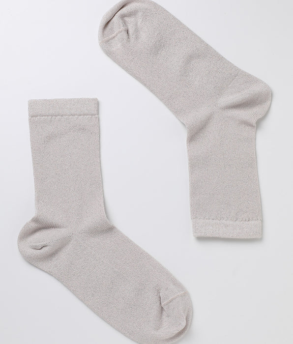 Lovable Short Rib Lurex Socks, cream