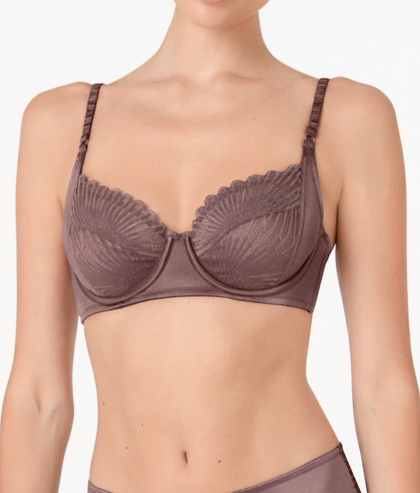 Lovable Blowball Lacy Micro underwired bra in microfiber and lace, hazelnut