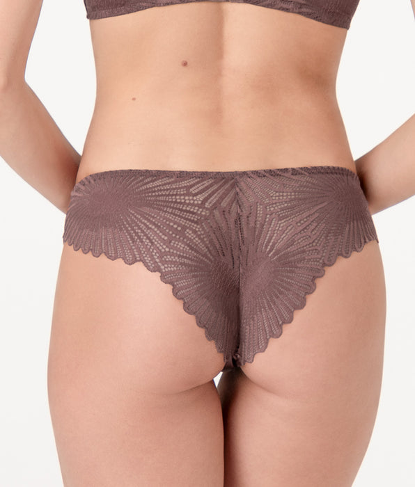 Lovable Blowball Lacy Micro Brazilian briefs in microfiber and lace, hazelnut