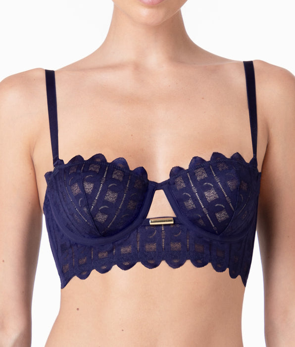 Lovable L'Allure underwired balconette bra in dark purple lace