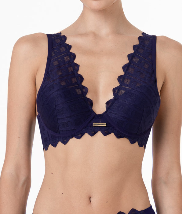 Lovable L’Allure underwired push-up bra in dark purple lace