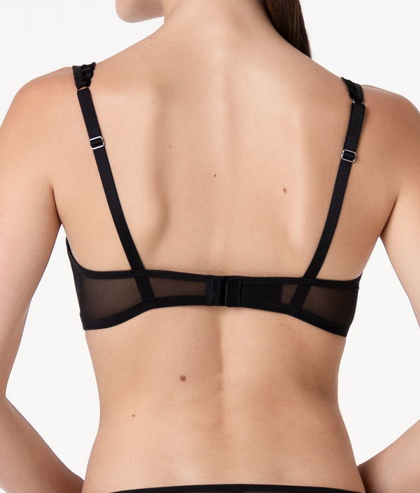 Lovable Wireless V-Cup Bra Velvet Embroidery in tulle and velvet, black