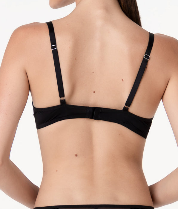 Lovable Padded Triangle Underwired Bra Velvet Embroidery in tulle and velvet, black