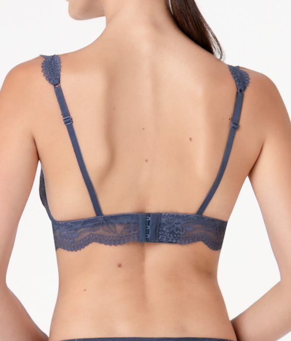 Lovable Casual Rib Lace Microfiber and Lace Triangle Bra, Powder Blue