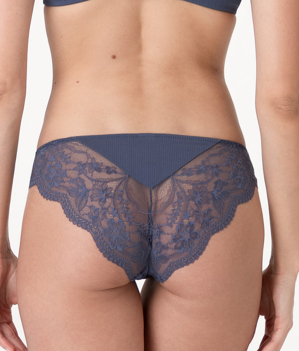 Lovable Casual Rib Lace briefs in microfiber and lace, powder blue