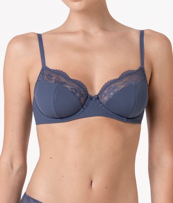 Lovable Casual Rib Lace underwired bra in microfiber and lace, powder blue