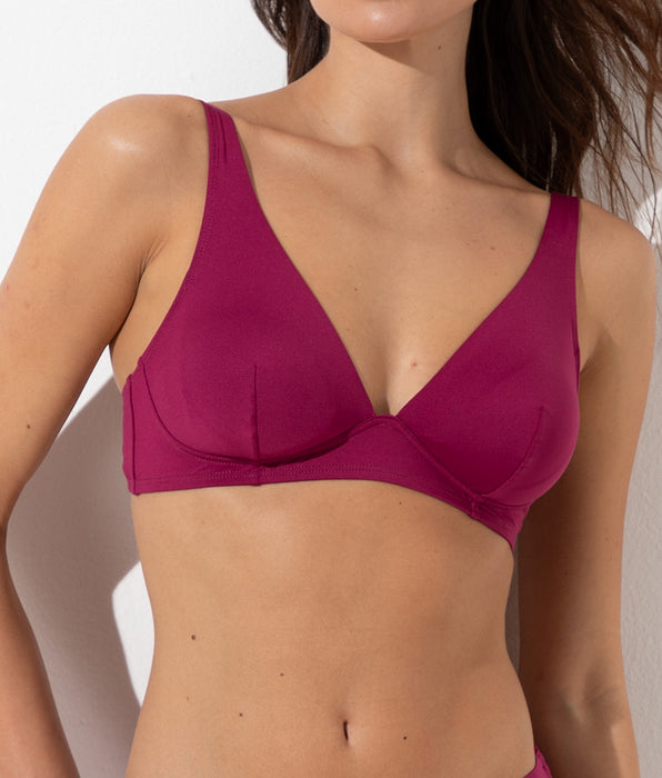 Lovable Non-Wired Triangle Bikini Top Shiny Micro, raspberry purple