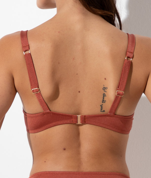Lovable Underwired Balconette Bikini Top Glam Shiny Micro, warm brown