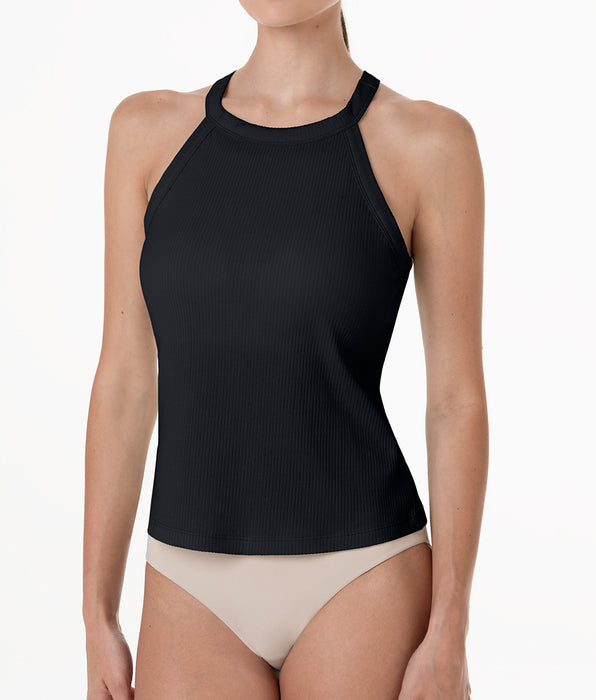 Lovable Ribbed cotton tank top with padded cups, black