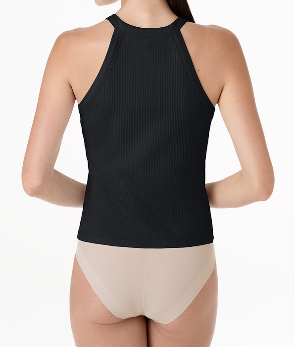 Lovable Ribbed cotton tank top with padded cups, black