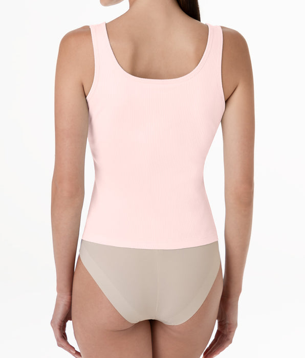 Lovable Square neck tank top with padded cups in ribbed cotton, powder pink