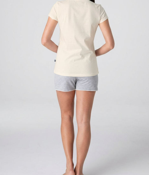 Lovable Short-sleeved jersey pajama top, silk white